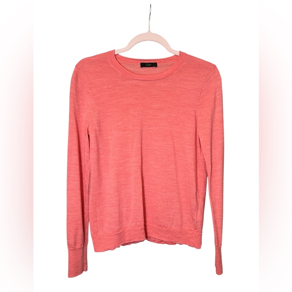 J. Crew 100% Merino Wool Coral Long Sleeve Lightweight Sweater Size M Office